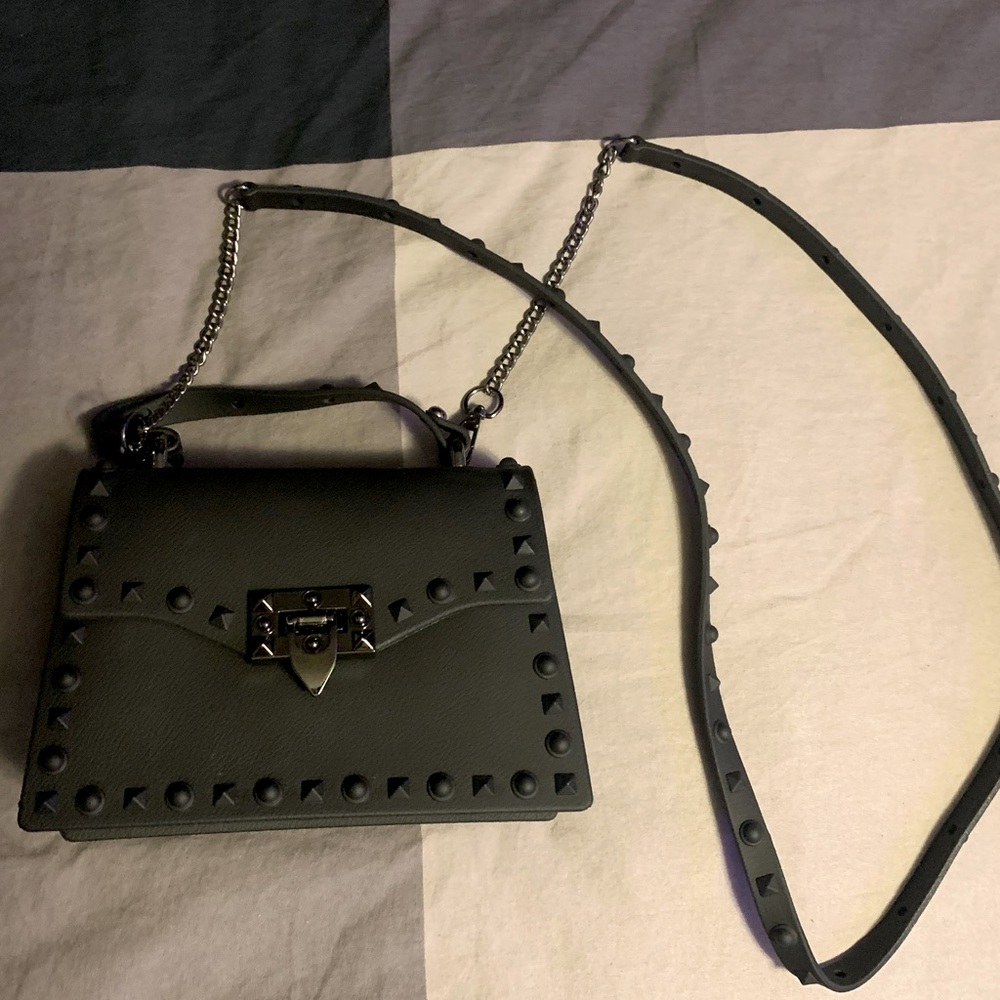 Monochrome Black Studded Plastic Purse